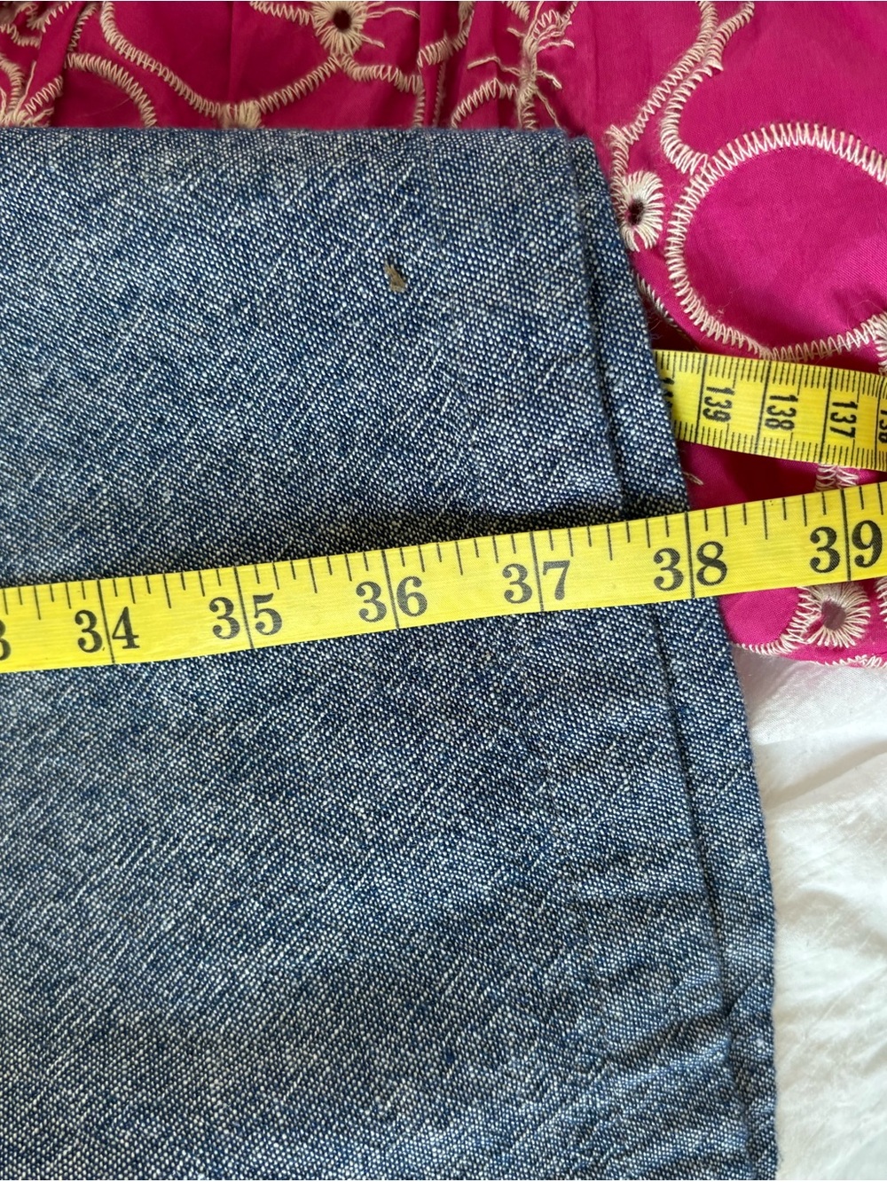 Old Navy Chambray Blue Linen Wide Leg Pants Travel Coastal Resort Cruise Vacay L - Picture 10 of 10